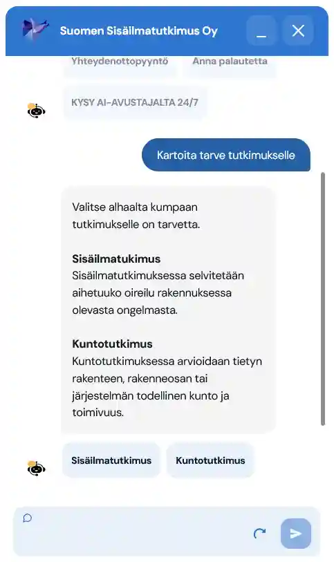 AI-chatbot Suomen Sisäilmatutkimus Oy